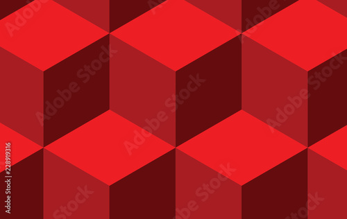 PrintRed cube pattern Background in three red color tones. photo