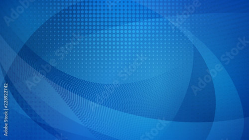 Abstract background of curved surfaces and halftone dots in light blue colors