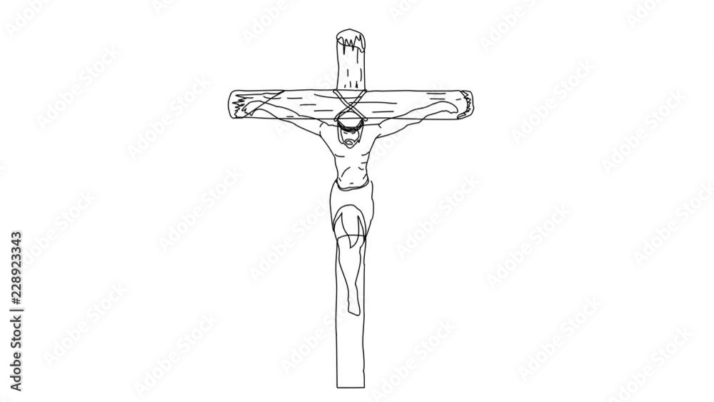 Animated sketch vector drawing doodle Christianity Jesus crucifixion on