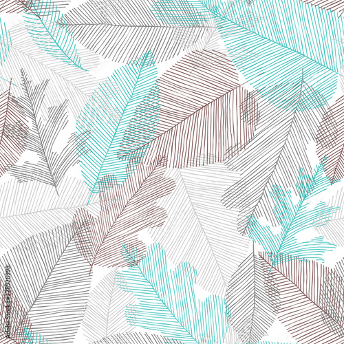 Beautiful seamless doodle pattern with leaves sketch. design background greeting cards and invitations to the wedding, birthday, mother s day and other seasonal autumn holidays