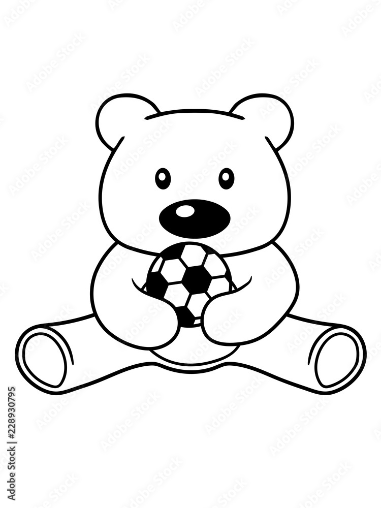Obraz premium spielen fußball sport verein ball bär süß niedlich sitzen klein comic cartoon clipart design teddy grizzly grizzlybär sitzend dick lustig