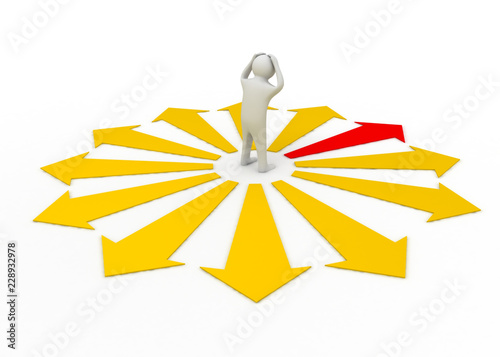 Canvas Print 3d man choise right direction