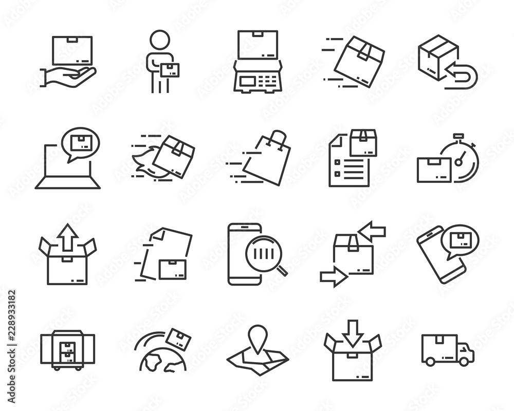 set of send icons, such as delivery, transport, mail, service set of send icons, such as delivery, transport, mail, service