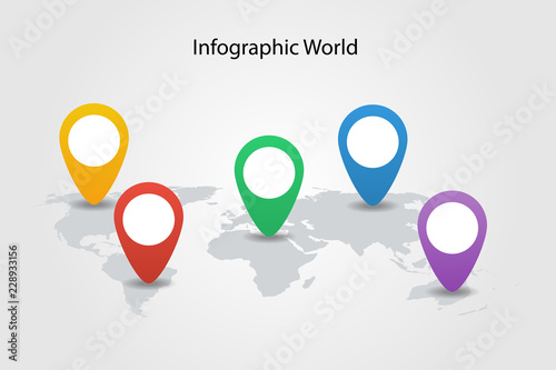 infographic country world map, international world flags, continents background