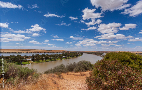Landscape view of sweeping bend on the mighty Murray River near Young Husband in South Australia.