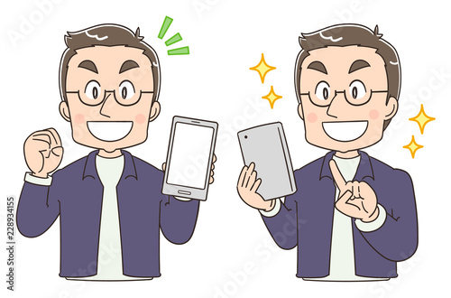 男性とスマホのイラスト