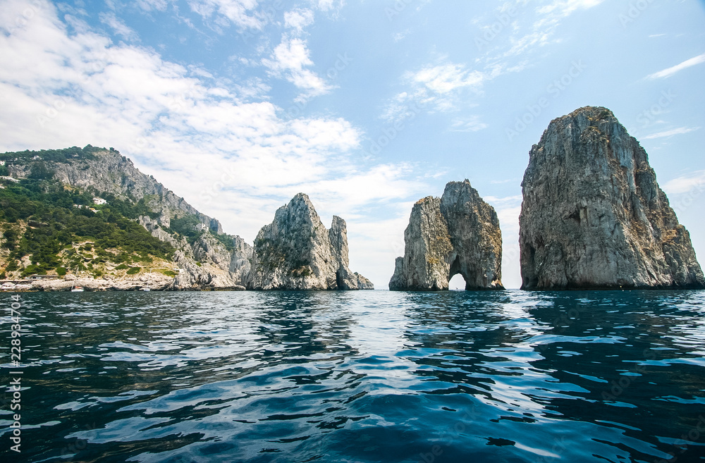 A view of Capri's Faraglioni