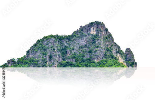Mountain, isolated island on a white background with a trail.