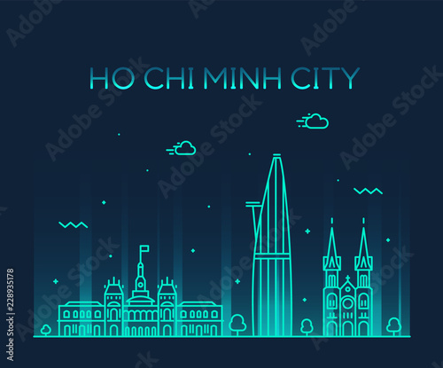 Ho Chi Minh City Saigon skyline Vietnam vector