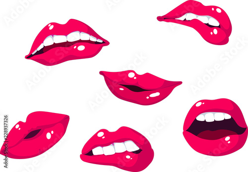 lips  set vector illustration isolated on white background