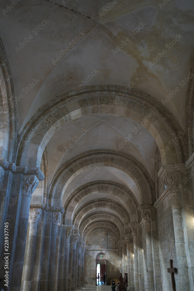 Vezelay, France-October 16, 2018: Interior of Basilica Sainte-Marie-Madeleine in Vezelay Vezelay, France-October 16, 2018: Interior of Basilica Sainte-Marie-Madeleine in Vezelay