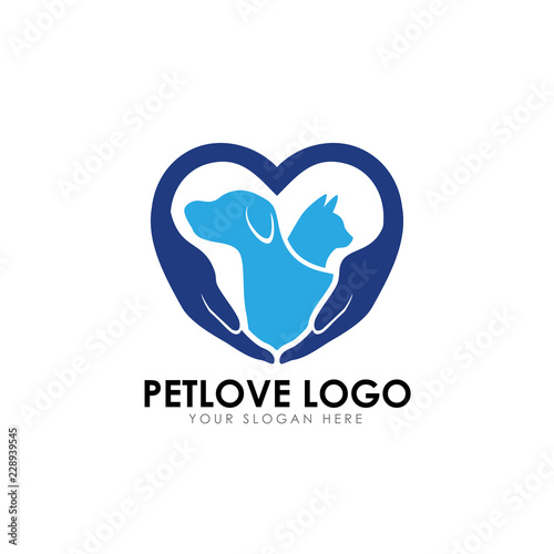 pet love logo design template. pet care vector icon