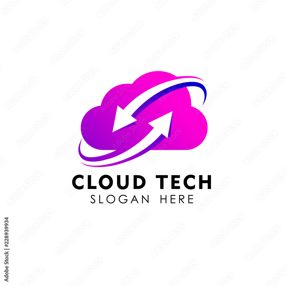 Fototapeta premium cloud sync logo design template. cloud tech logo design