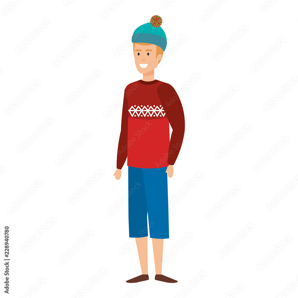 young man with christmas clothes young man with christmas clothes