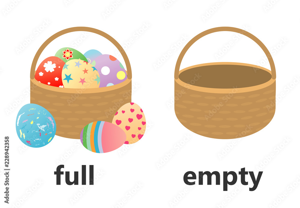 Opposite full and empty vector illustration, Opposite English Words