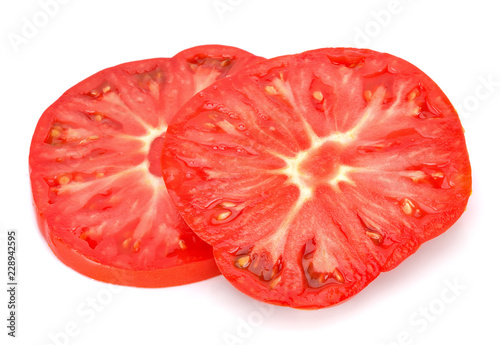 Slice tomato isolated on the white background