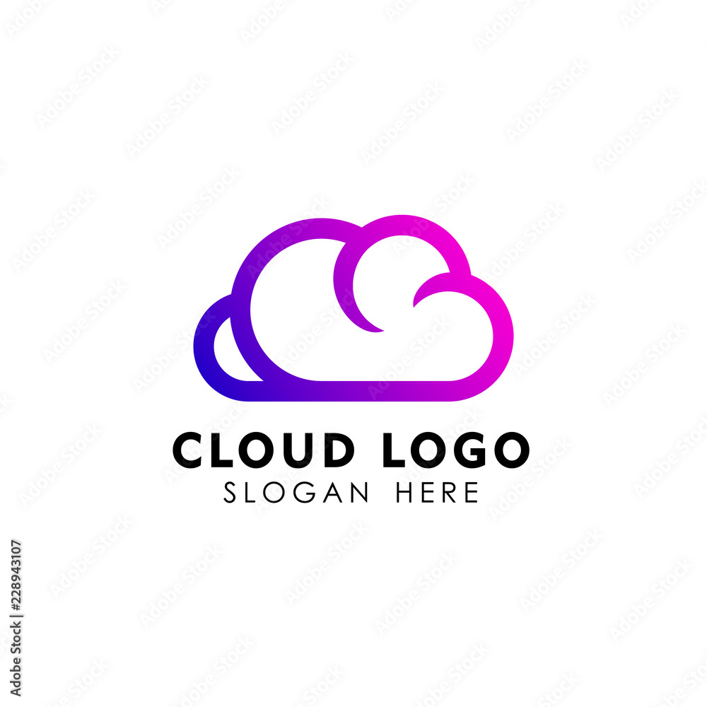 cloud tech logo design in line art style. cloud logo design vector icon cloud tech logo design in line art style. cloud logo design vector icon