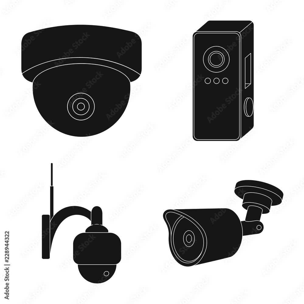 Isolated object of cctv and camera icon. Collection of cctv and system ...