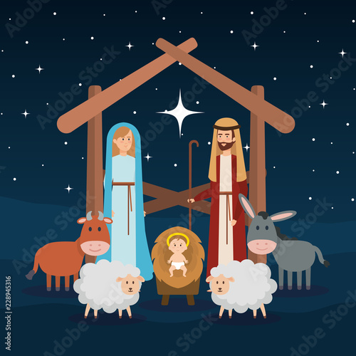 holy family with animals manger characters