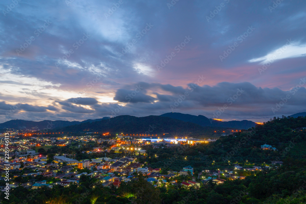 Khao Rang viewpoint locate on the top of Khao Rang mountain in the middle of Phuket town..on Khao Rang viewpoint can see around Phuket city many tourists come to see sunset and light of Phuket at nigh