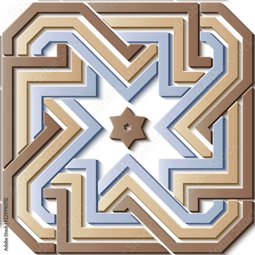 Seamless relief sculpture decoration retro pattern spiral vortex cross geometry star frame line