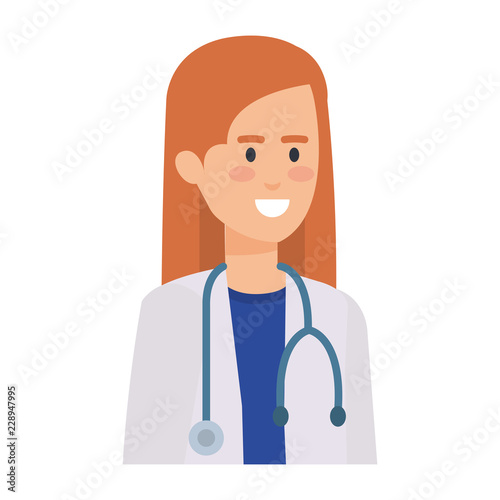 female doctor with stethoscope character