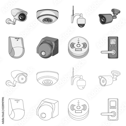 Vector design of cctv and camera logo. Collection of cctv and system stock symbol for web.