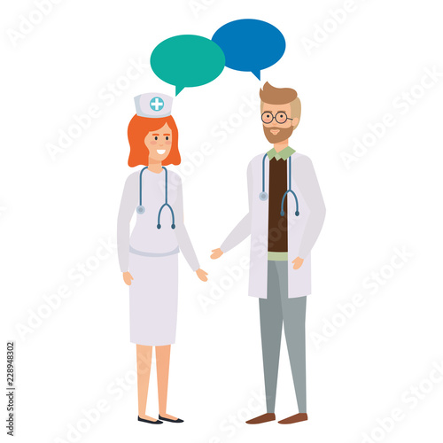 doctor and nurse talking characters