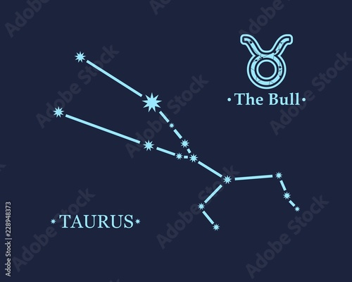 Astrology sign The Bull. Constellation design concept