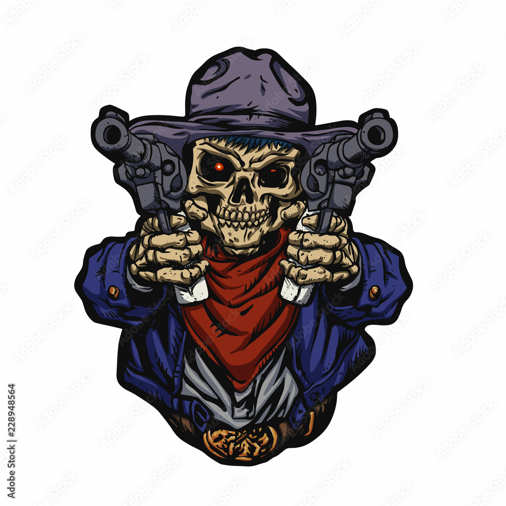Cowboy skull kid vector illustration