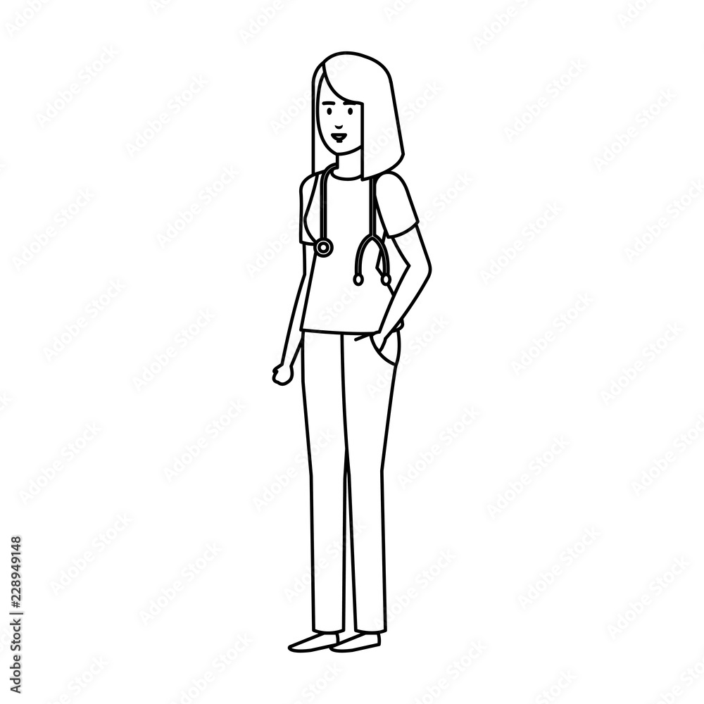 female practitioner with stethoscope character female practitioner with stethoscope character
