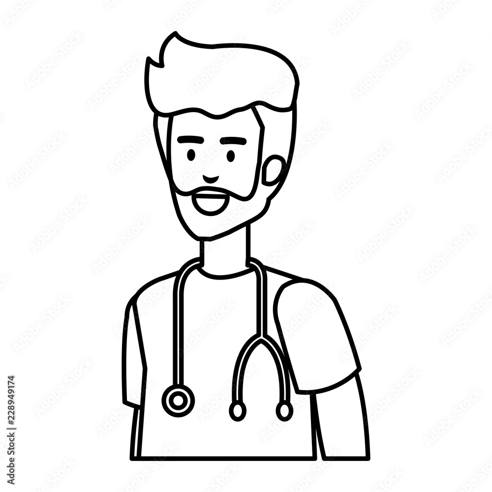 general practitioner with stethoscope character