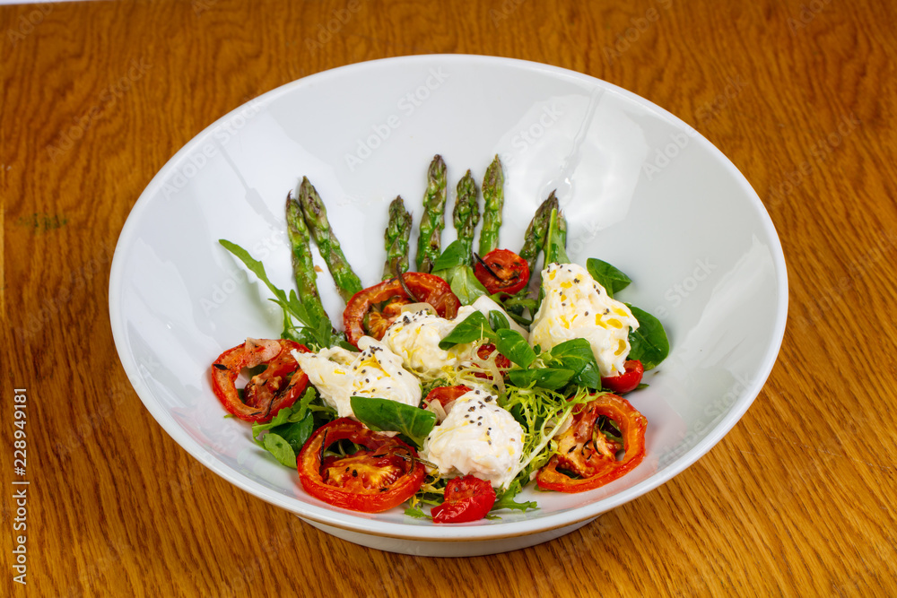 Salad with cheese and asparagus Salad with cheese and asparagus
