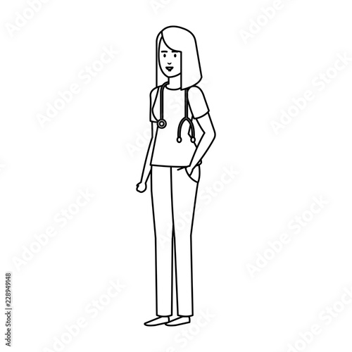 female practitioner with stethoscope character