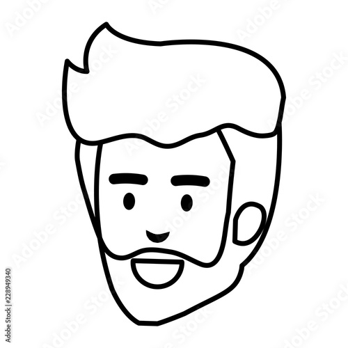 young man head with beard avatar character