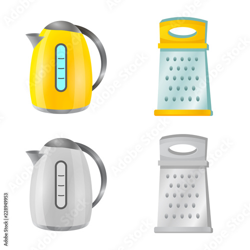 Vector illustration of kitchen and cook icon. Set of kitchen and appliance stock vector illustration.