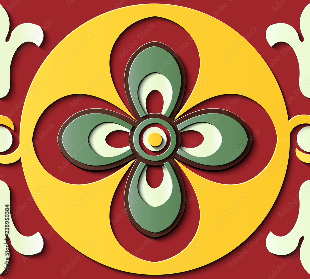 Seamless relief sculpture decoration retro pattern round curve cross frame flower kaleidoscope Seamless relief sculpture decoration retro pattern round curve cross frame flower kaleidoscope