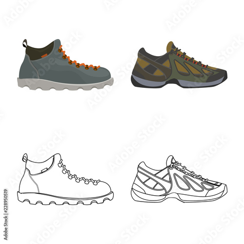 Vector design of shoe and footwear symbol. Collection of shoe and foot vector icon for stock.