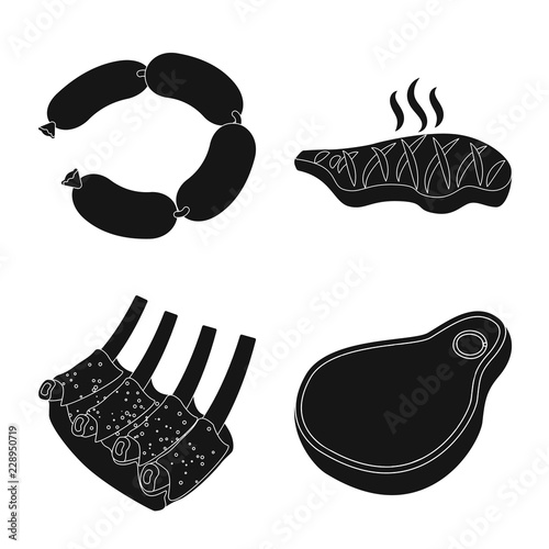 Isolated object of meat and ham symbol. Set of meat and cooking stock vector illustration.