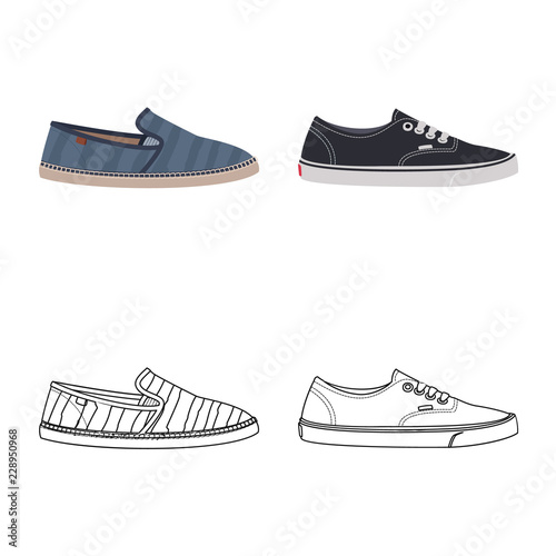 Vector design of shoe and footwear logo. Set of shoe and foot stock symbol for web.