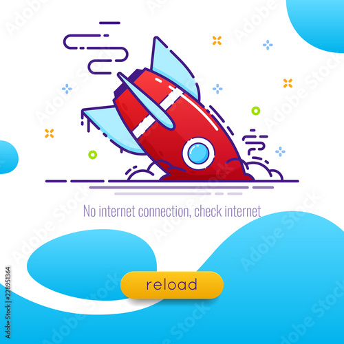 The rocket fell, vector illustration of the rocket reload button, design for the site reload page.