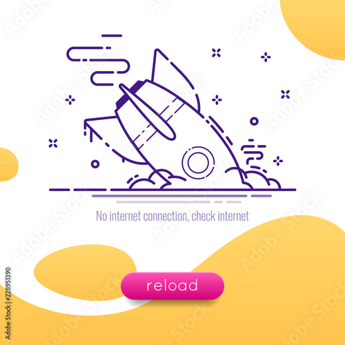 The rocket fell, vector illustration of the rocket reload button, design for the site reload page.