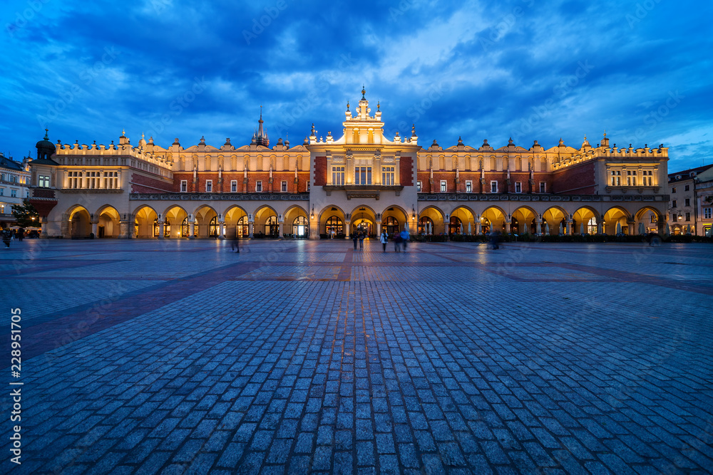 Cloth Hall in Old Town of Krakow at Dusk