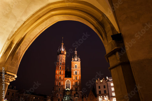 St Mary Church in Krakow at Night