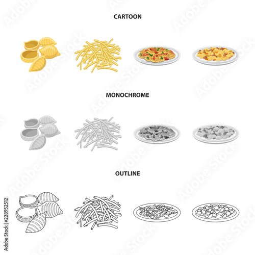 Isolated object of pasta and carbohydrate logo. Collection of pasta and macaroni stock vector illustration.