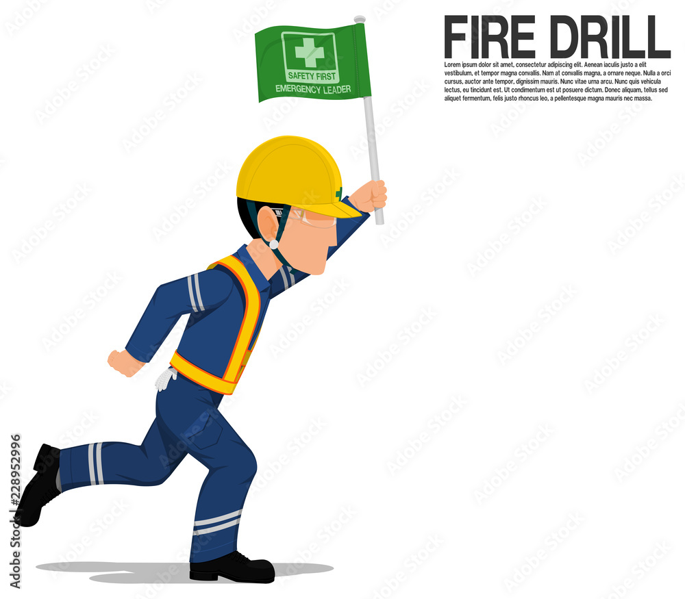 An emergency leader is present the safety flag on the annual fire drill  Stock Vector | Adobe Stock