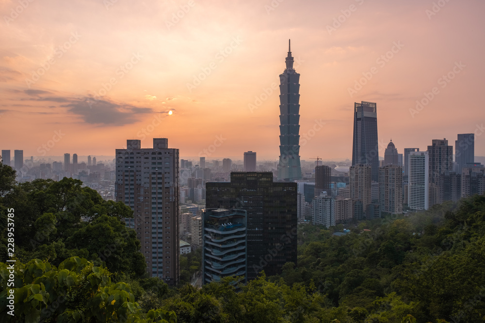 The beautiful view of Taipei, Taiwan city skyline