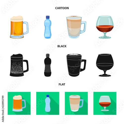 Vector design of drink and bar sign. Collection of drink and party stock symbol for web.