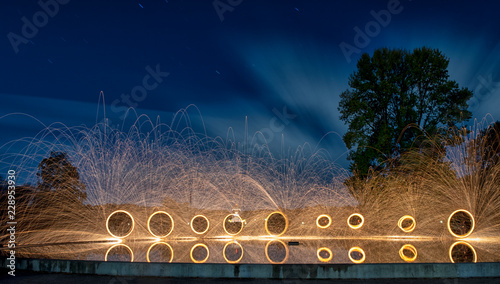 Fotografija Steel wool Firework - Fun with fire and burning steel