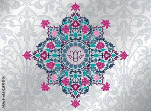 Fototapeta Naklejka Na Ścianę i Meble -  water lily, wedding card design, royal India